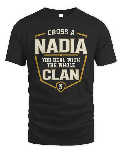 NADIA NT1-K008 Cross A/An NAME, You Deal With the Whole Clan | Personalized Vintage T-Shirt - Unisex Standard T-Shirt - Black