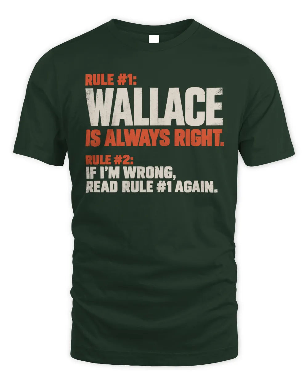 WALLACE NP1-H006 
Always Right Personalized Name T-Shirt – Funny Custom Name Shirt - Unisex Standard T-Shirt - Forest Green