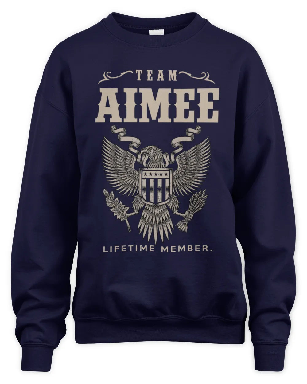 AIMEE TP06-K82 – Personalized Classic Style Apparel “Team NAME Lifetime Member” - Unisex Sweatshirt - Navy