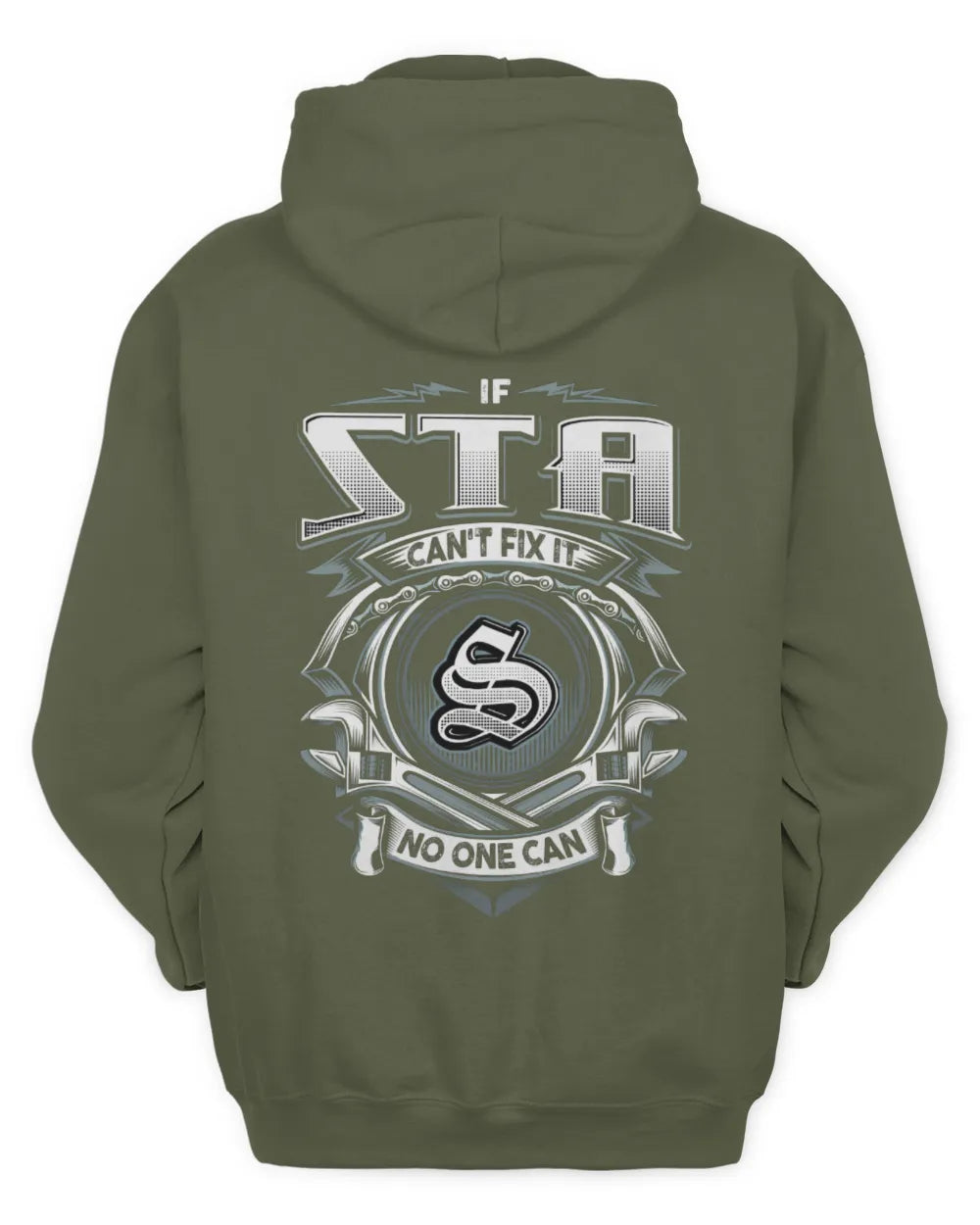 STA AP81-K4-626 - Personalized Ahmed Quote Apparel “If Ahmed Can't Fix It, No One Can” - Unisex Hoodie - Military Green