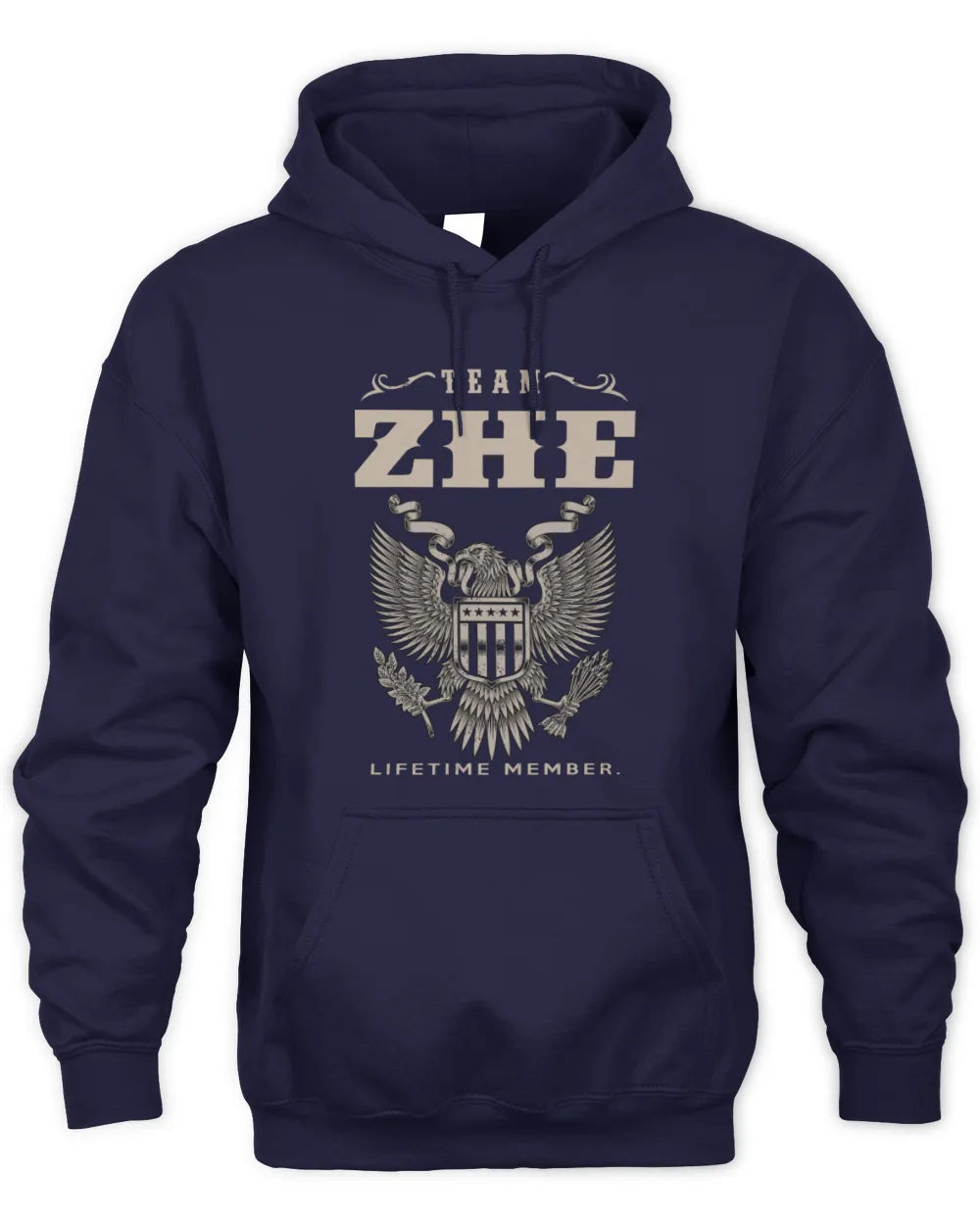 ZHE TP06-K82 – Personalized Classic Style Apparel “Team NAME Lifetime Member” - Unisex Hoodie - Navy