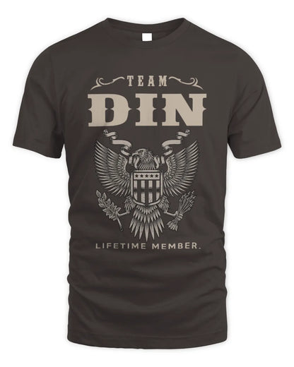 DIN TP06-K82 – Personalized Classic Style Apparel “Team NAME Lifetime Member” - Unisex Standard T-Shirt - Dark Chocolate