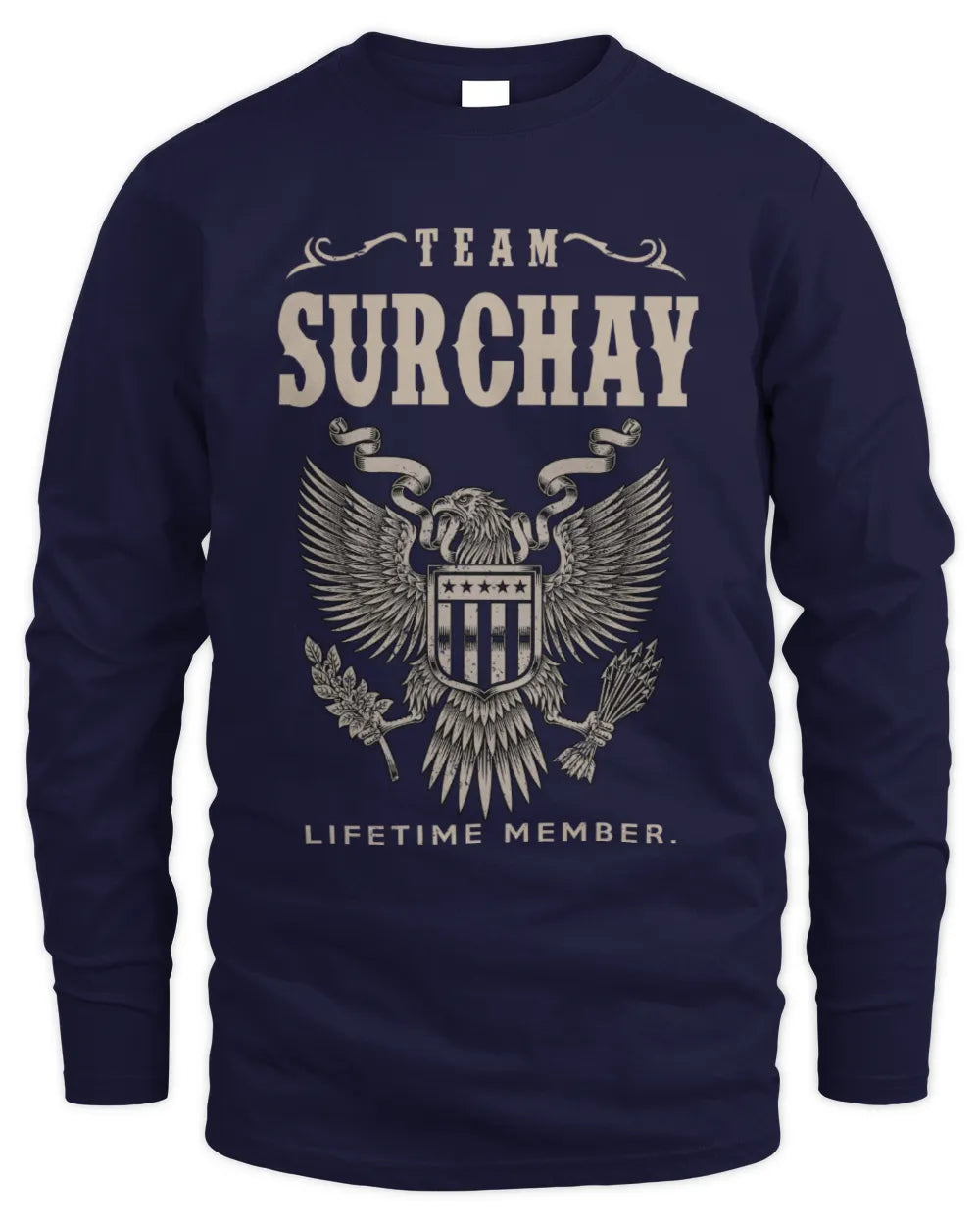 SURCHAY TP06-K82 – Personalized Classic Style Apparel “Team NAME Lifetime Member” - Men's Long Sleeved T-Shirt - Navy