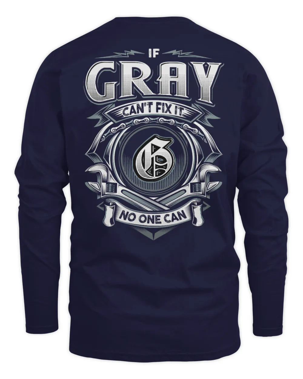 GRAY AP81-K4-626 - Personalized Ahmed Quote Apparel “If Ahmed Can't Fix It, No One Can” - Men's Long Sleeved T-Shirt - Navy