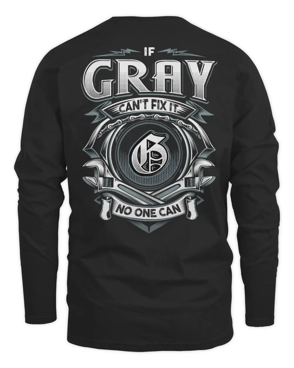 GRAY AP81-K4-626 - Personalized Ahmed Quote Apparel “If Ahmed Can't Fix It, No One Can” - Men's Long Sleeved T-Shirt - Black