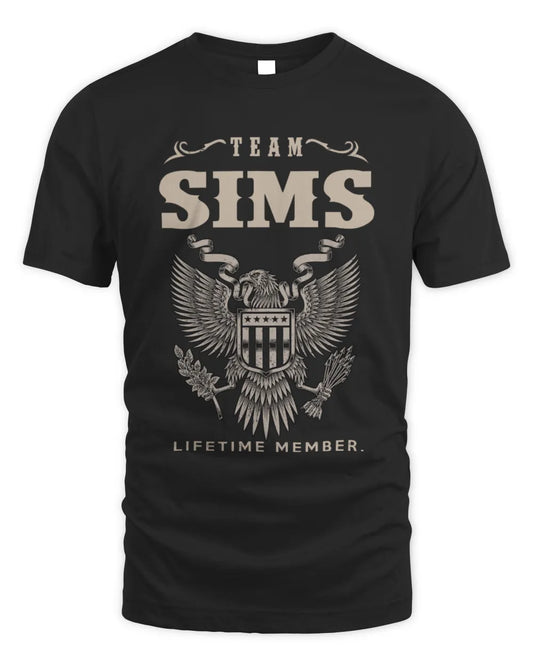 SIMS TP06-K82 – Personalized Classic Style Apparel “Team NAME Lifetime Member” - Unisex Standard T-Shirt - Black