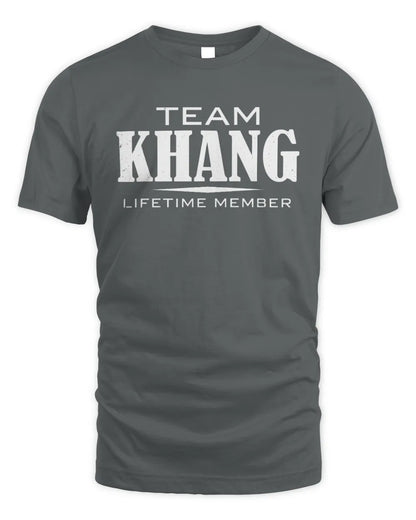 KHANG BL62-K4-128 - Personalized “Team NAME Lifetime Member” - Unisex Standard T-Shirt - Charcoal