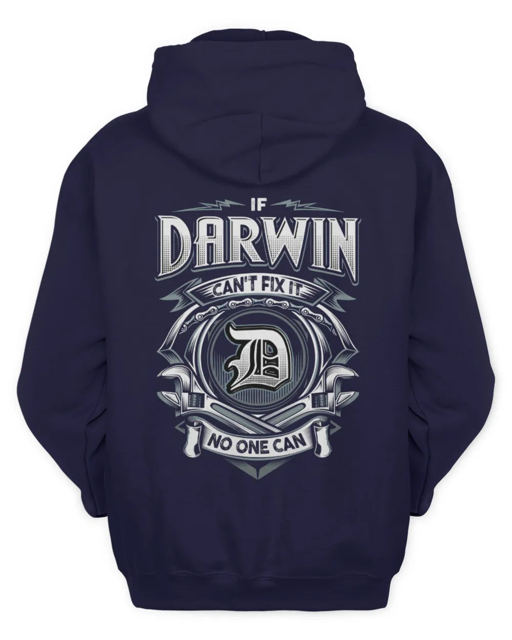 DARWIN AP81-K4-626 - Personalized Ahmed Quote Apparel “If Ahmed Can't Fix It, No One Can” - Unisex Hoodie - Navy