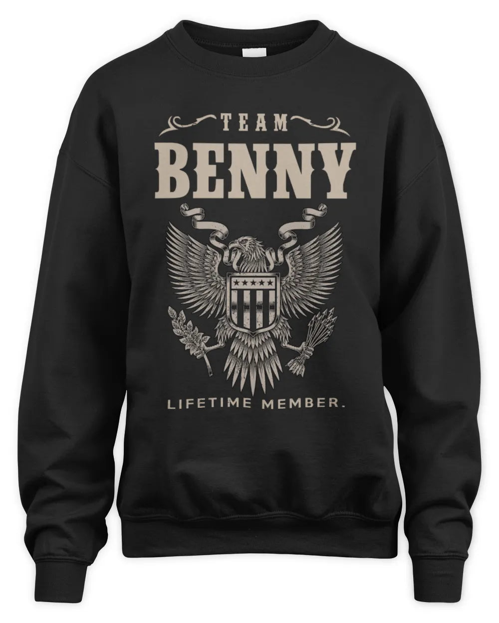 BENNY TP06-K82 – Personalized Classic Style Apparel “Team NAME Lifetime Member” - Unisex Sweatshirt - Black