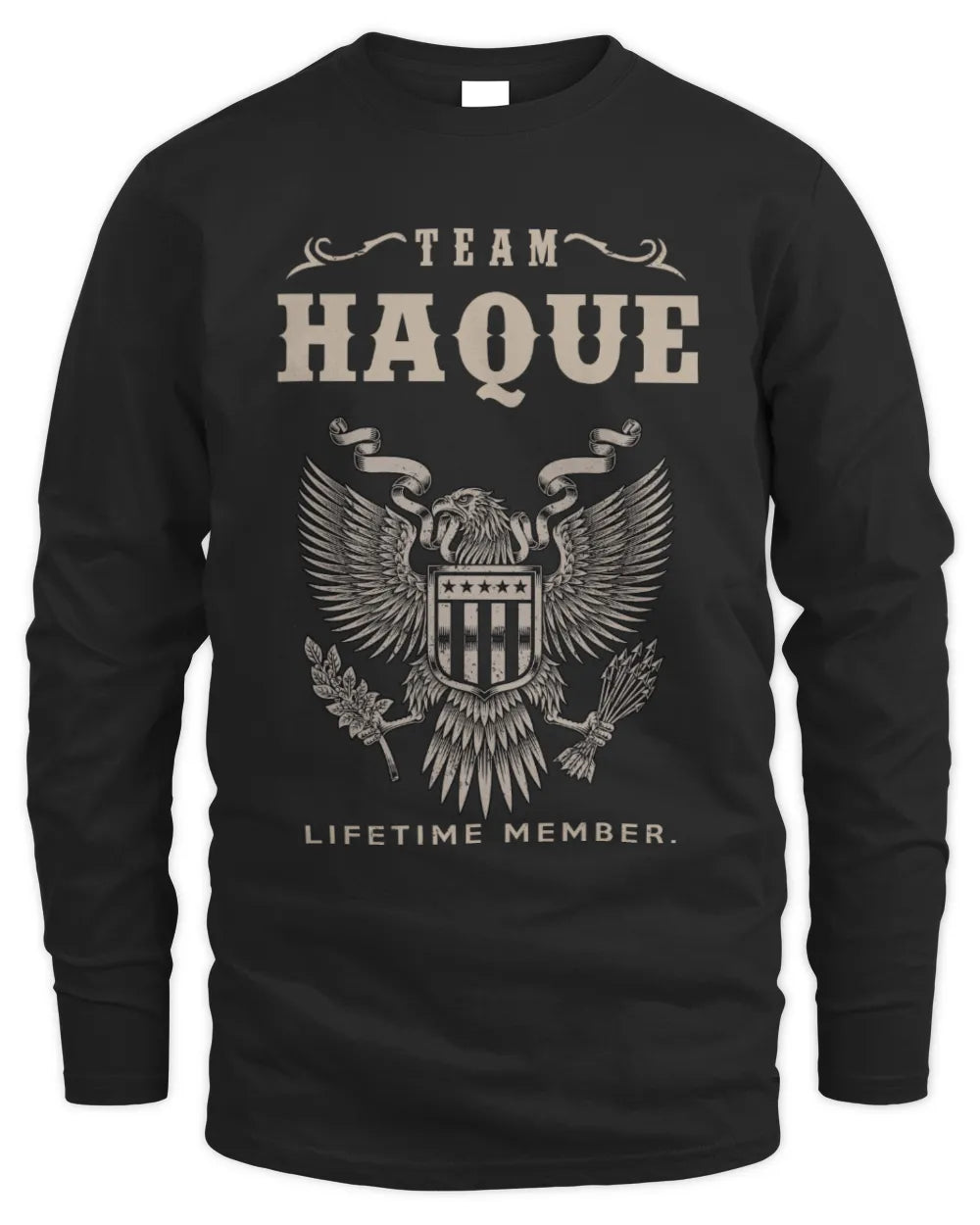 HAQUE TP06-K82 – Personalized Classic Style Apparel “Team NAME Lifetime Member” - Men's Long Sleeved T-Shirt - Black
