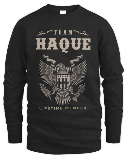 HAQUE TP06-K82 – Personalized Classic Style Apparel “Team NAME Lifetime Member” - Men's Long Sleeved T-Shirt - Black