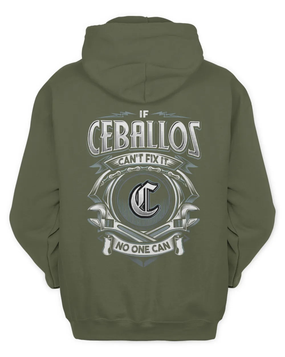 CEBALLOS AP81-K4-626 - Personalized Ahmed Quote Apparel “If Ahmed Can't Fix It, No One Can” - Unisex Hoodie - Military Green
