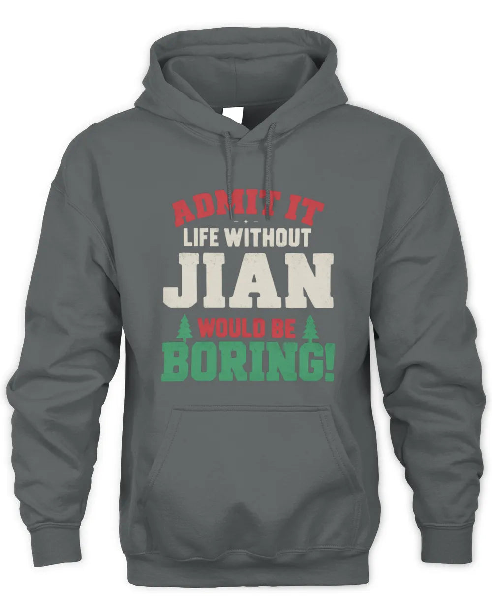 JIAN P5 TH08 Christmas T-Shirt – “Life Without NAME Would Be Boring” - Unisex Hoodie - Charcoal