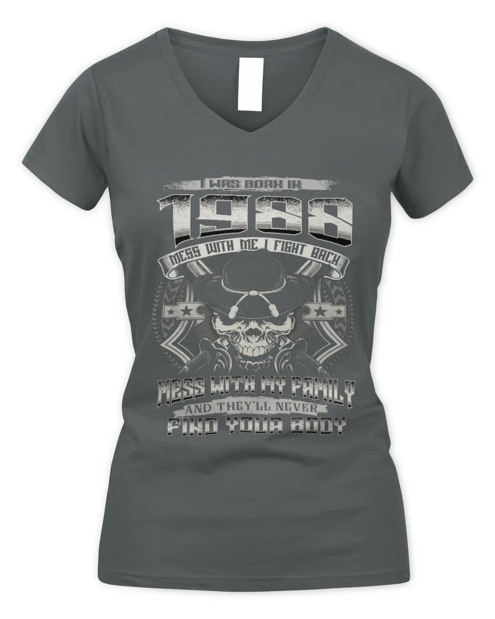 1988 HH89-K2 – Protective Family Quote T-Shirt - Women's V-Neck T-Shirt - Charcoal