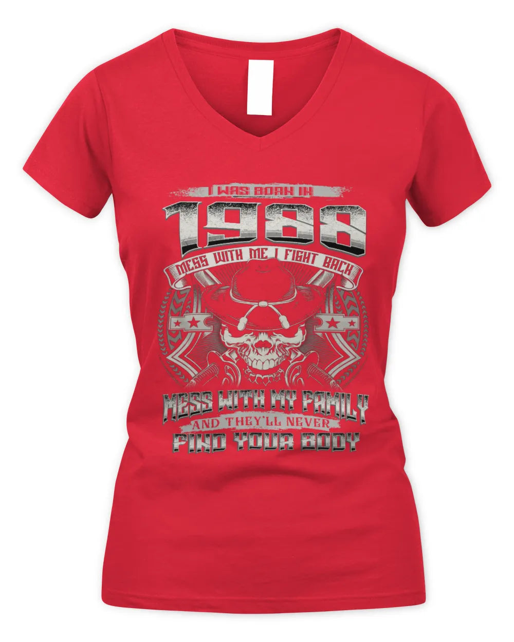 1988 HH89-K2 – Protective Family Quote T-Shirt - Women's V-Neck T-Shirt - Red