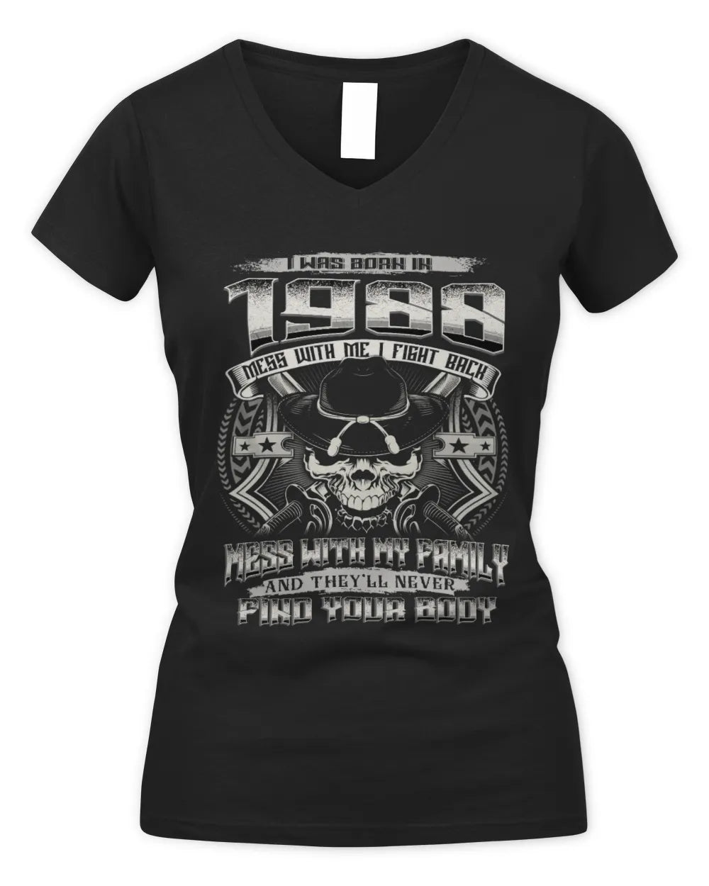 1988 HH89-K2 – Protective Family Quote T-Shirt - Women's V-Neck T-Shirt - Black