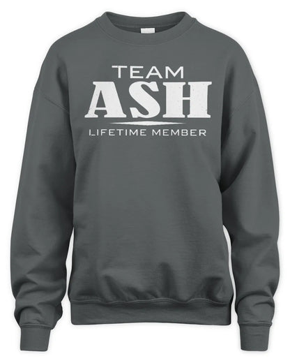 ASH BL62-K4-128 - Personalized “Team NAME Lifetime Member” - Unisex Sweatshirt - Charcoal