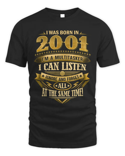 2001 HH89-K2 – Funny Birth Year Multitasker Quote T-Shirt - Unisex Standard T-Shirt - Black