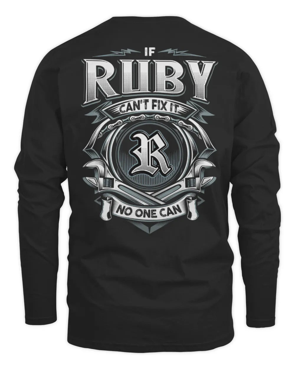 RUBY AP81-K4-626 - Personalized Ahmed Quote Apparel “If Ahmed Can't Fix It, No One Can” - Men's Long Sleeved T-Shirt - Black