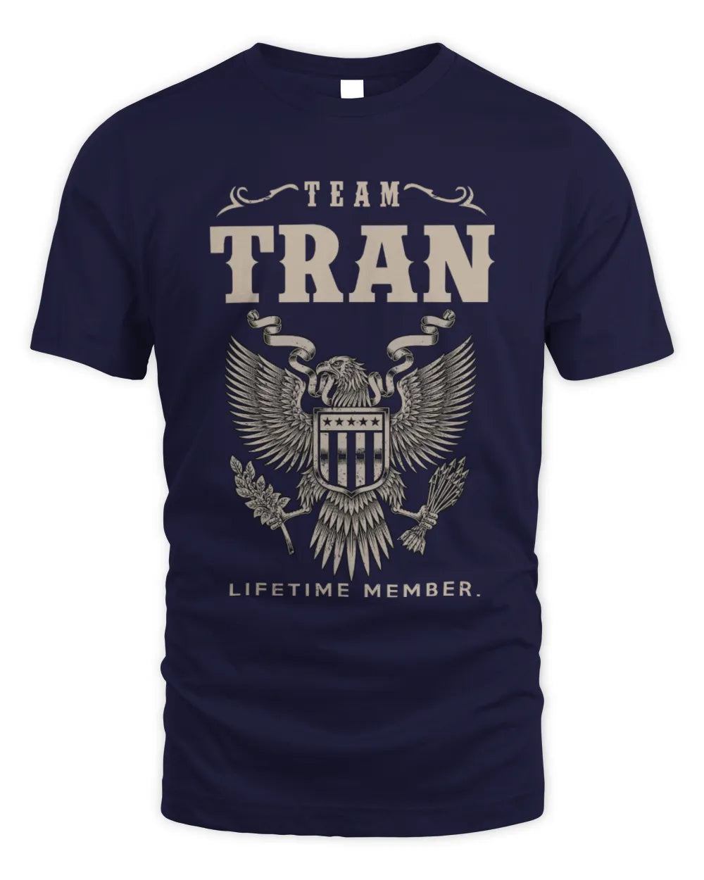 TRAN TP06-K82 – Personalized Classic Style Apparel “Team NAME Lifetime Member” - Unisex Standard T-Shirt - Navy