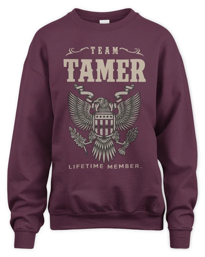 TAMER TP06-K82 – Personalized Classic Style Apparel “Team NAME Lifetime Member” - Unisex Sweatshirt - Maroon