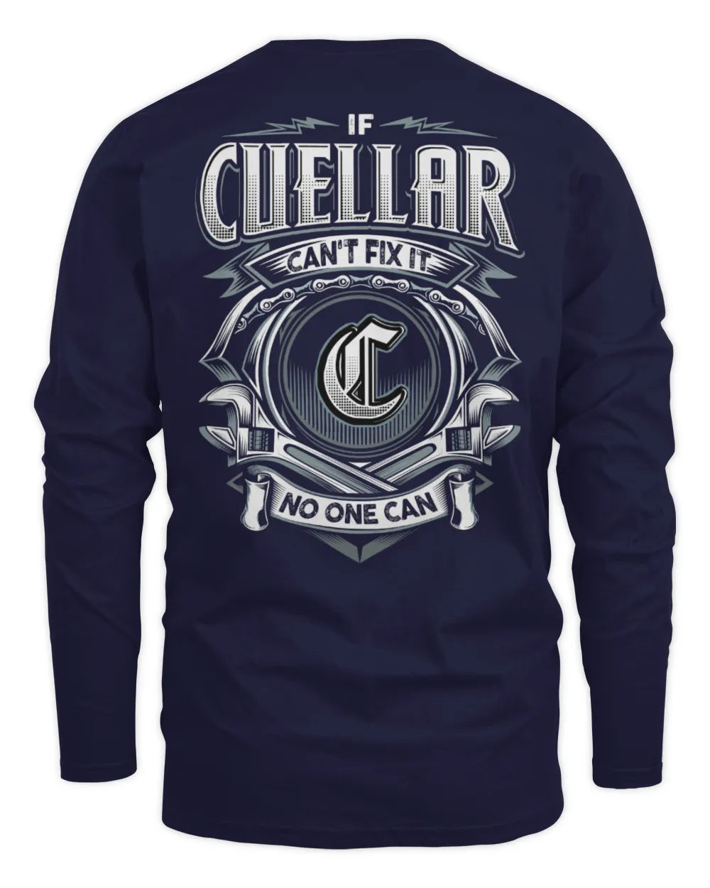 CUELLAR AP81-K4-626 - Personalized Ahmed Quote Apparel “If Ahmed Can't Fix It, No One Can” - Men's Long Sleeved T-Shirt - Navy