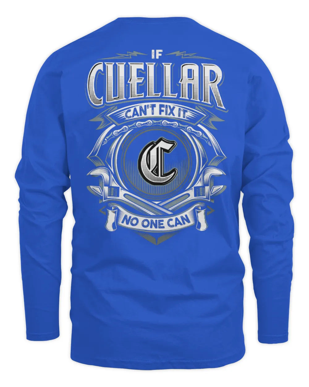 CUELLAR AP81-K4-626 - Personalized Ahmed Quote Apparel “If Ahmed Can't Fix It, No One Can” - Men's Long Sleeved T-Shirt - Royal