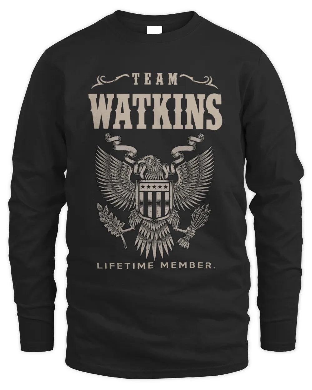 WATKINS TP06-K82 – Personalized Classic Style Apparel “Team NAME Lifetime Member” - Men's Long Sleeved T-Shirt - Black