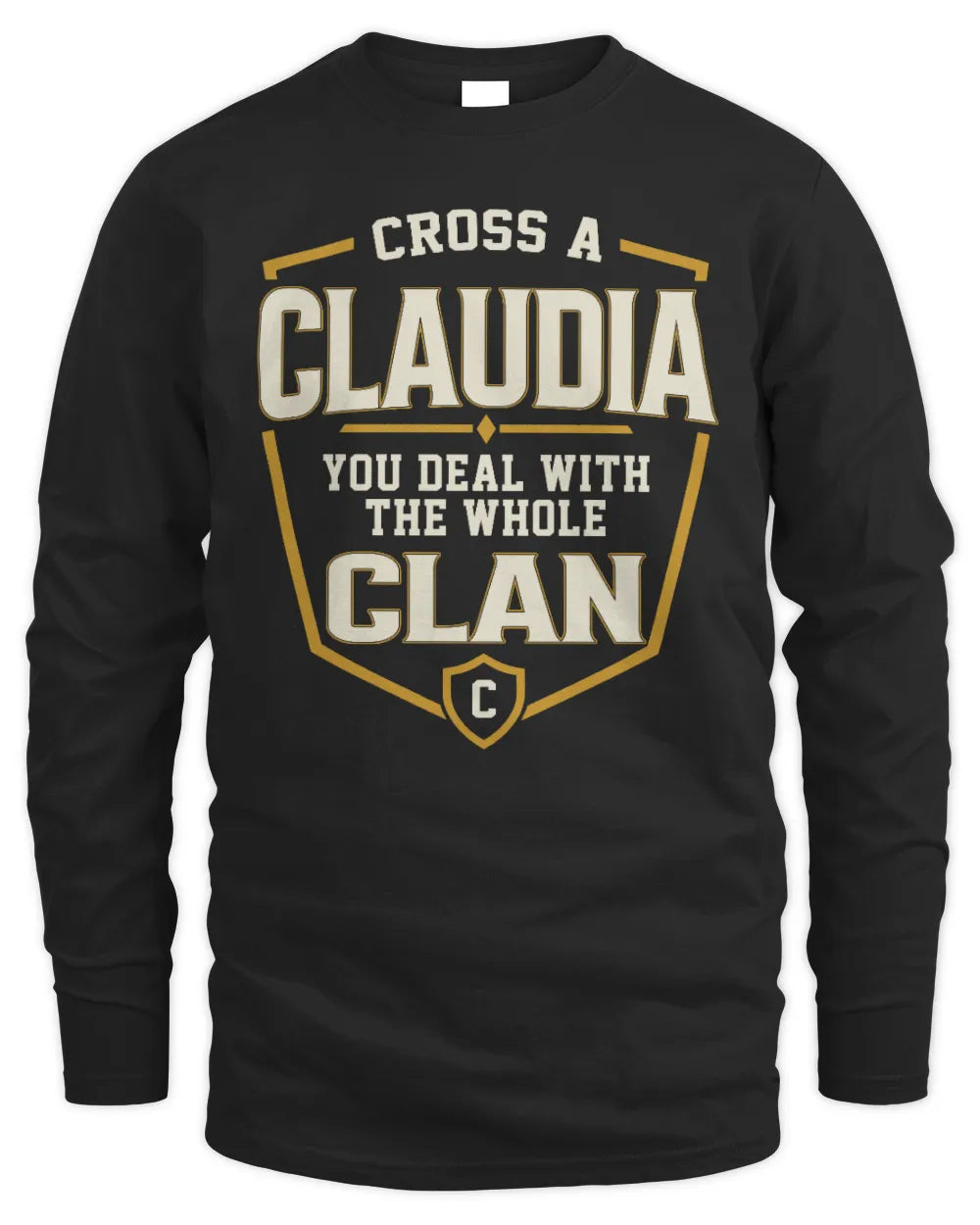 CLAUDIA NT1-K008 Cross A/An NAME, You Deal With the Whole Clan | Personalized Vintage T-Shirt - Men's Long Sleeved T-Shirt - Black