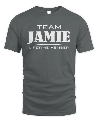 JAMIE BL62-K4-128 - Personalized “Team NAME Lifetime Member” - Unisex Standard T-Shirt - Charcoal