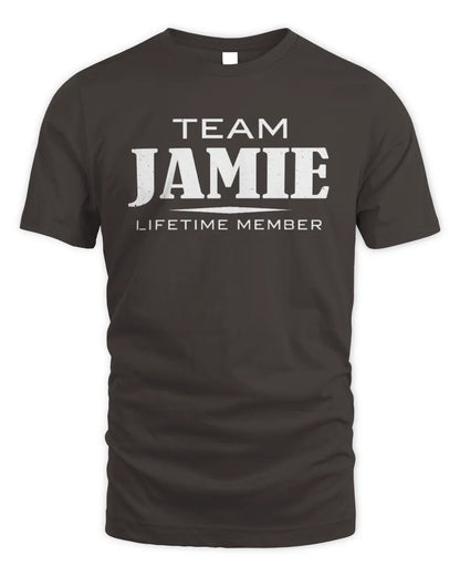 JAMIE BL62-K4-128 - Personalized “Team NAME Lifetime Member” - Unisex Standard T-Shirt - Dark Chocolate