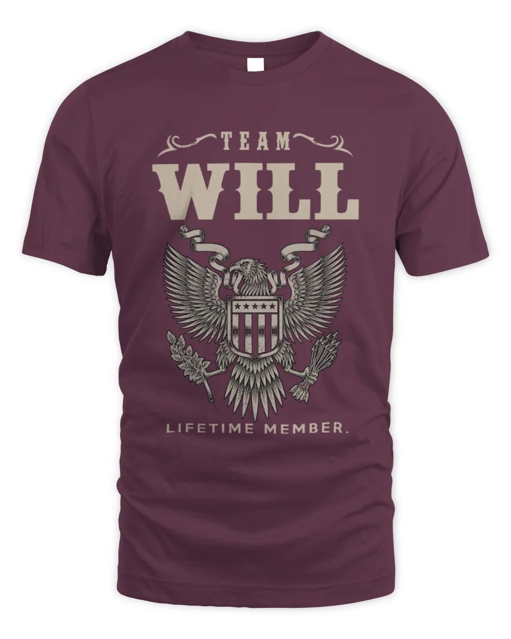 WILL TP06-K82 – Personalized Classic Style Apparel “Team NAME Lifetime Member” - Unisex Standard T-Shirt - Maroon