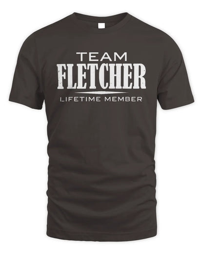 FLETCHER BL62-K4-128 - Personalized “Team NAME Lifetime Member” - Unisex Standard T-Shirt - Dark Chocolate