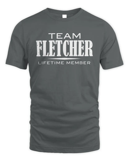 FLETCHER BL62-K4-128 - Personalized “Team NAME Lifetime Member” - Unisex Standard T-Shirt - Charcoal