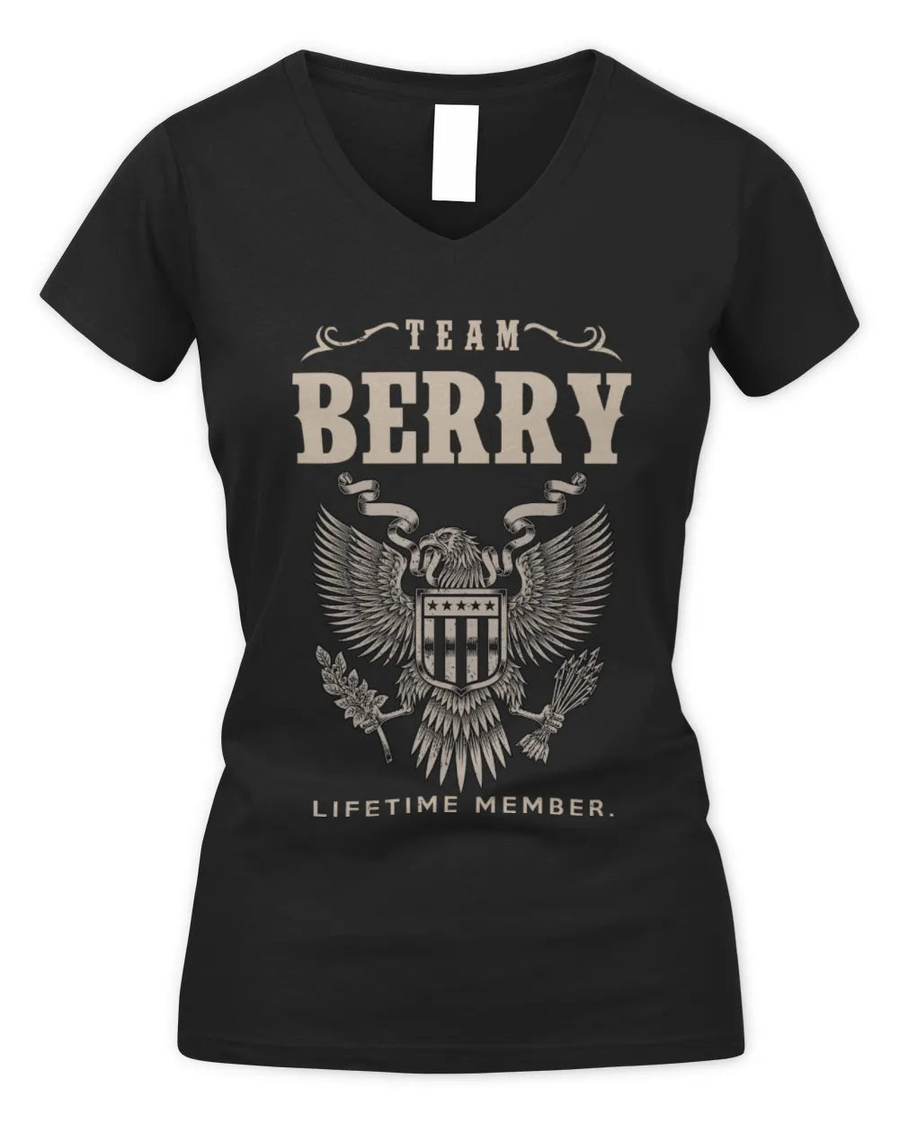 BERRY TP06-K82 – Personalized Classic Style Apparel “Team NAME Lifetime Member” - Women's V-Neck T-Shirt - Black