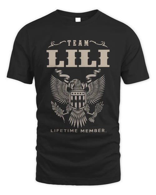 LILI TP06-K82 – Personalized Classic Style Apparel “Team NAME Lifetime Member” - Unisex Standard T-Shirt - Black