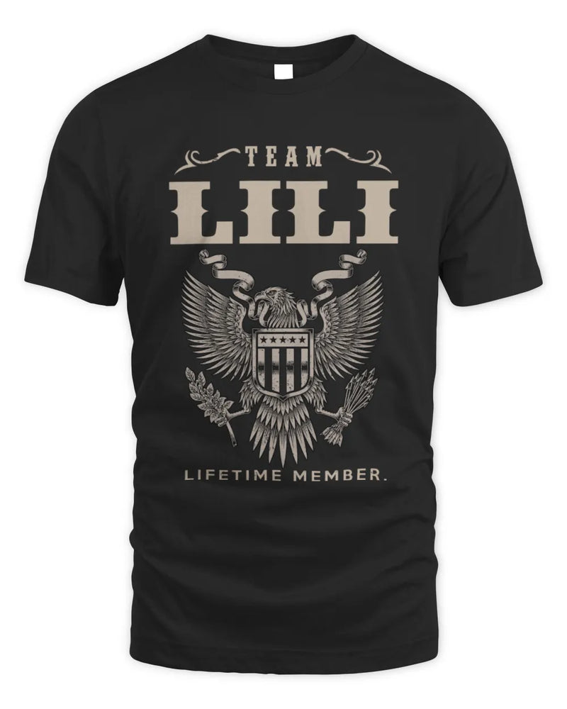 LILI TP06-K82 – Personalized Classic Style Apparel “Team NAME Lifetime Member” - Unisex Standard T-Shirt - Black