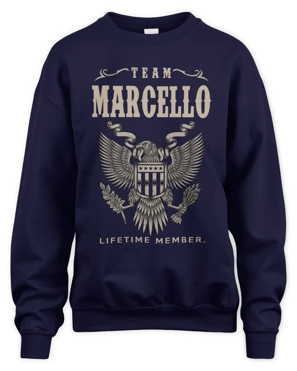 MARCELLO TP06-K82 – Personalized Classic Style Apparel “Team NAME Lifetime Member” - Unisex Sweatshirt - Navy
