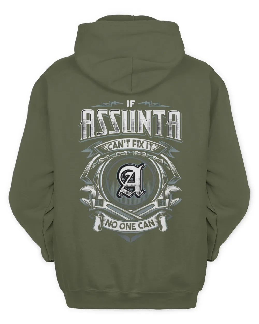 ASSUNTA AP81-K4-626 - Personalized Ahmed Quote Apparel “If Ahmed Can't Fix It, No One Can” - Unisex Hoodie - Military Green