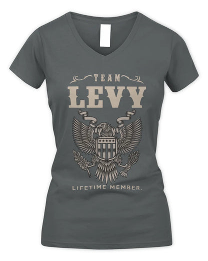 LEVY TP06-K82 – Personalized Classic Style Apparel “Team NAME Lifetime Member” - Women's V-Neck T-Shirt - Charcoal