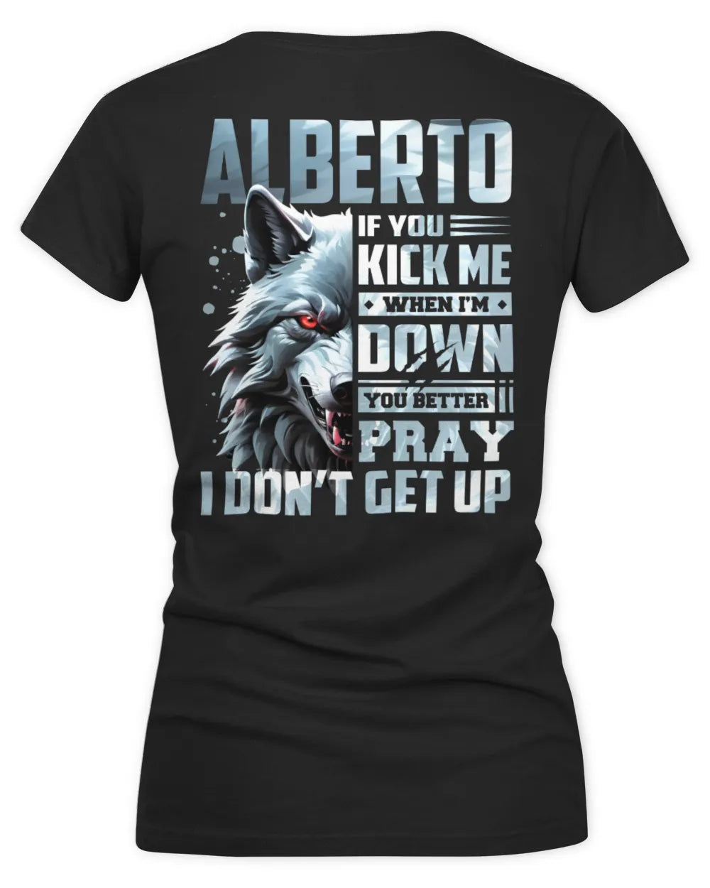 ALBERTO AP62-K4-666 - Personalized Fierce Wolf Quote Apparel “If You Kick Me When I’m Down, You Better Pray I Don’t Get Up” - Women's V-Neck T-Shirt - Black
