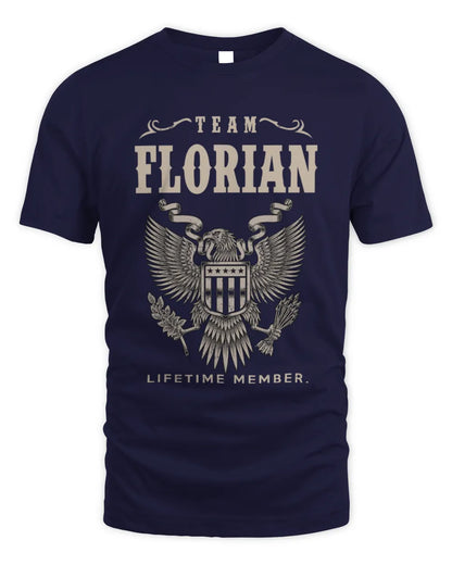 FLORIAN TP06-K82 – Personalized Classic Style Apparel “Team NAME Lifetime Member” - Unisex Standard T-Shirt - Navy