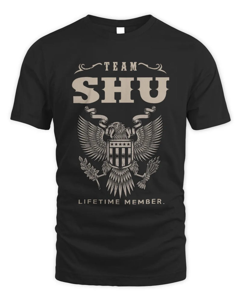 SHU TP06-K82 – Personalized Classic Style Apparel “Team NAME Lifetime Member” - Unisex Standard T-Shirt - Black