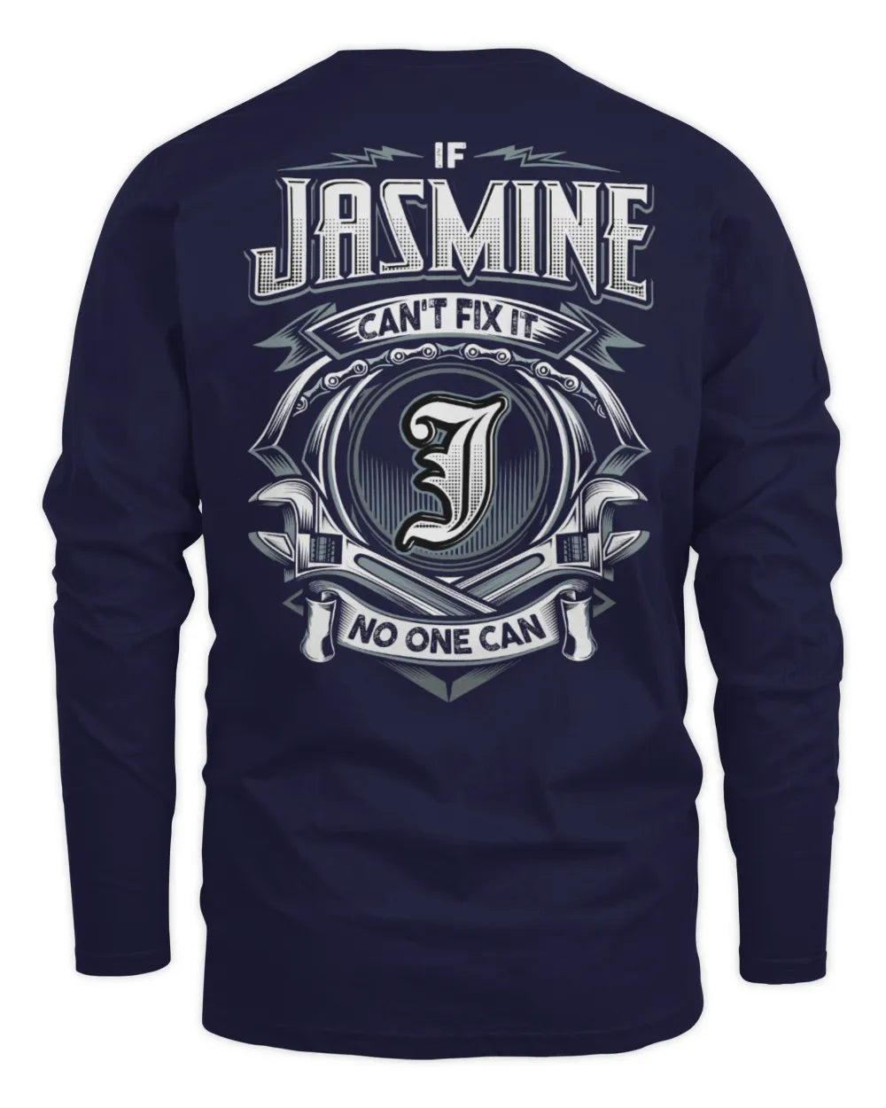JASMINE AP81-K4-626 - Personalized Ahmed Quote Apparel “If Ahmed Can't Fix It, No One Can” - Men's Long Sleeved T-Shirt - Navy