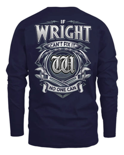 WRIGHT AP81-K4-626 - Personalized Ahmed Quote Apparel “If Ahmed Can't Fix It, No One Can” - Men's Long Sleeved T-Shirt - Navy