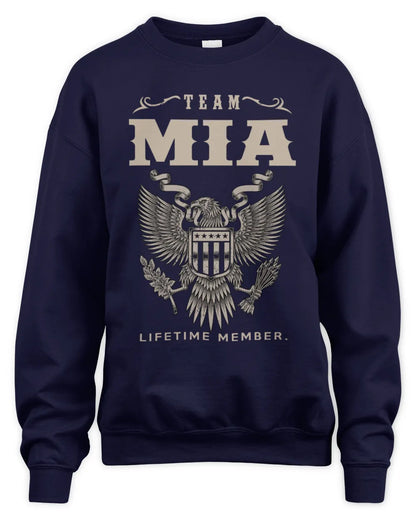 MIA TP06-K82 – Personalized Classic Style Apparel “Team NAME Lifetime Member” - Unisex Sweatshirt - Navy