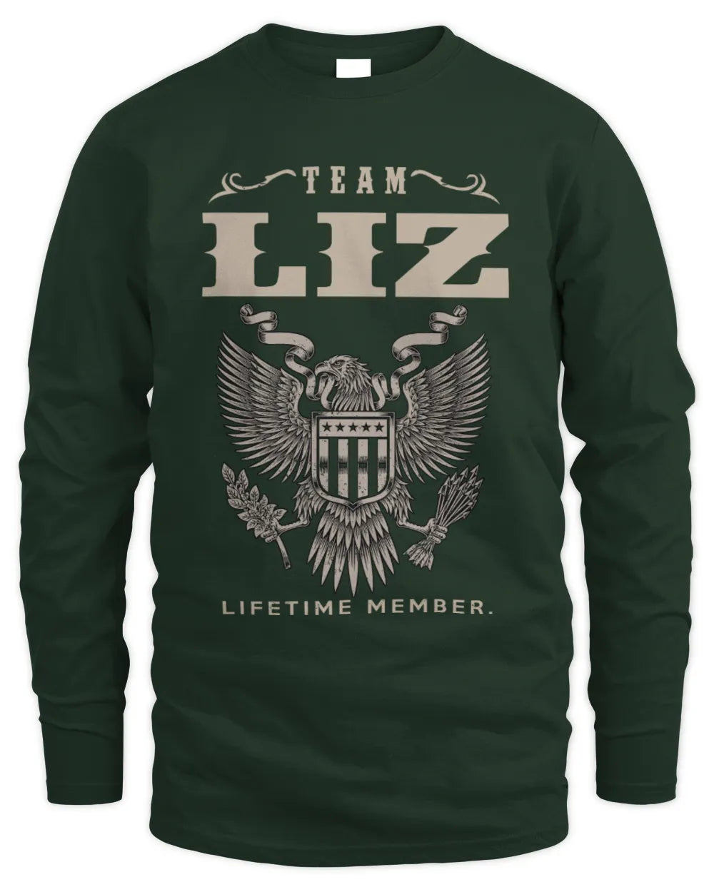 LIZ TP06-K82 – Personalized Classic Style Apparel “Team NAME Lifetime Member” - Men's Long Sleeved T-Shirt - Forest Green