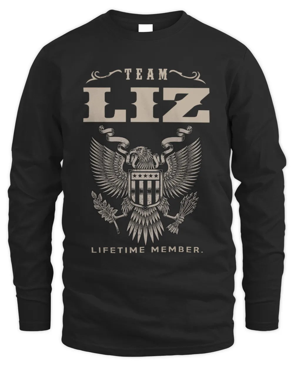 LIZ TP06-K82 – Personalized Classic Style Apparel “Team NAME Lifetime Member” - Men's Long Sleeved T-Shirt - Black
