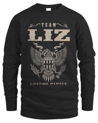 LIZ TP06-K82 – Personalized Classic Style Apparel “Team NAME Lifetime Member” - Men's Long Sleeved T-Shirt - Black