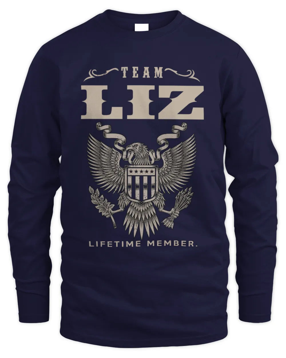 LIZ TP06-K82 – Personalized Classic Style Apparel “Team NAME Lifetime Member” - Men's Long Sleeved T-Shirt - Navy